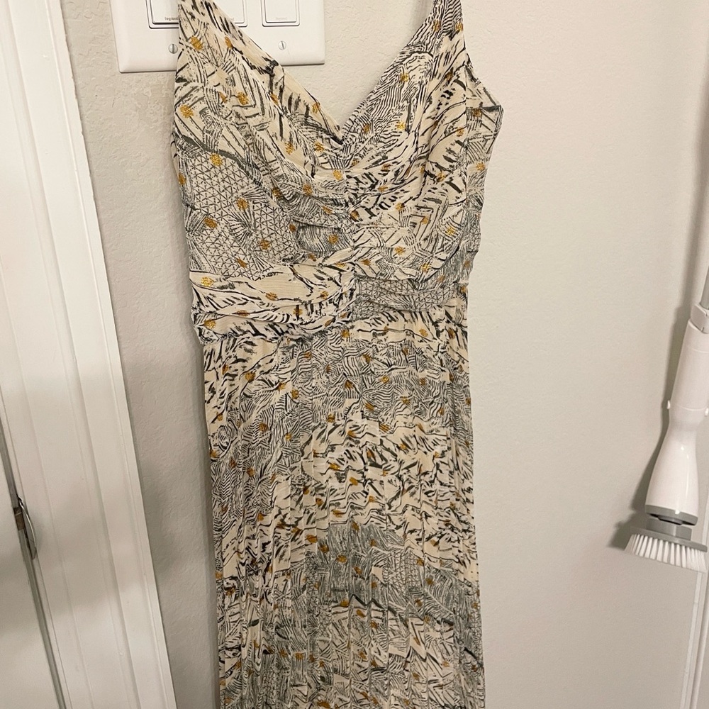 Lulu's Carefree Smile Taupe and Gold Boho Print Maxi Dress